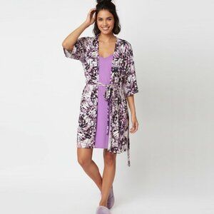 Lilac + London Nightgown & Robe Set Purple Butterfly Print Sleepwear NWT